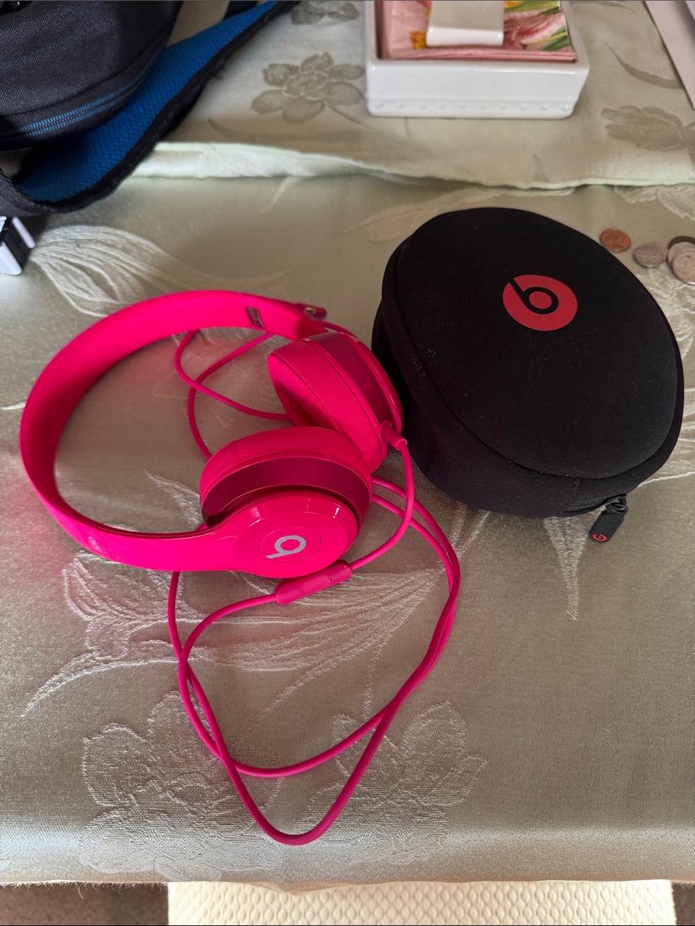 Beats by Dre On-Ear Headphones in Bright Pink with Black Case